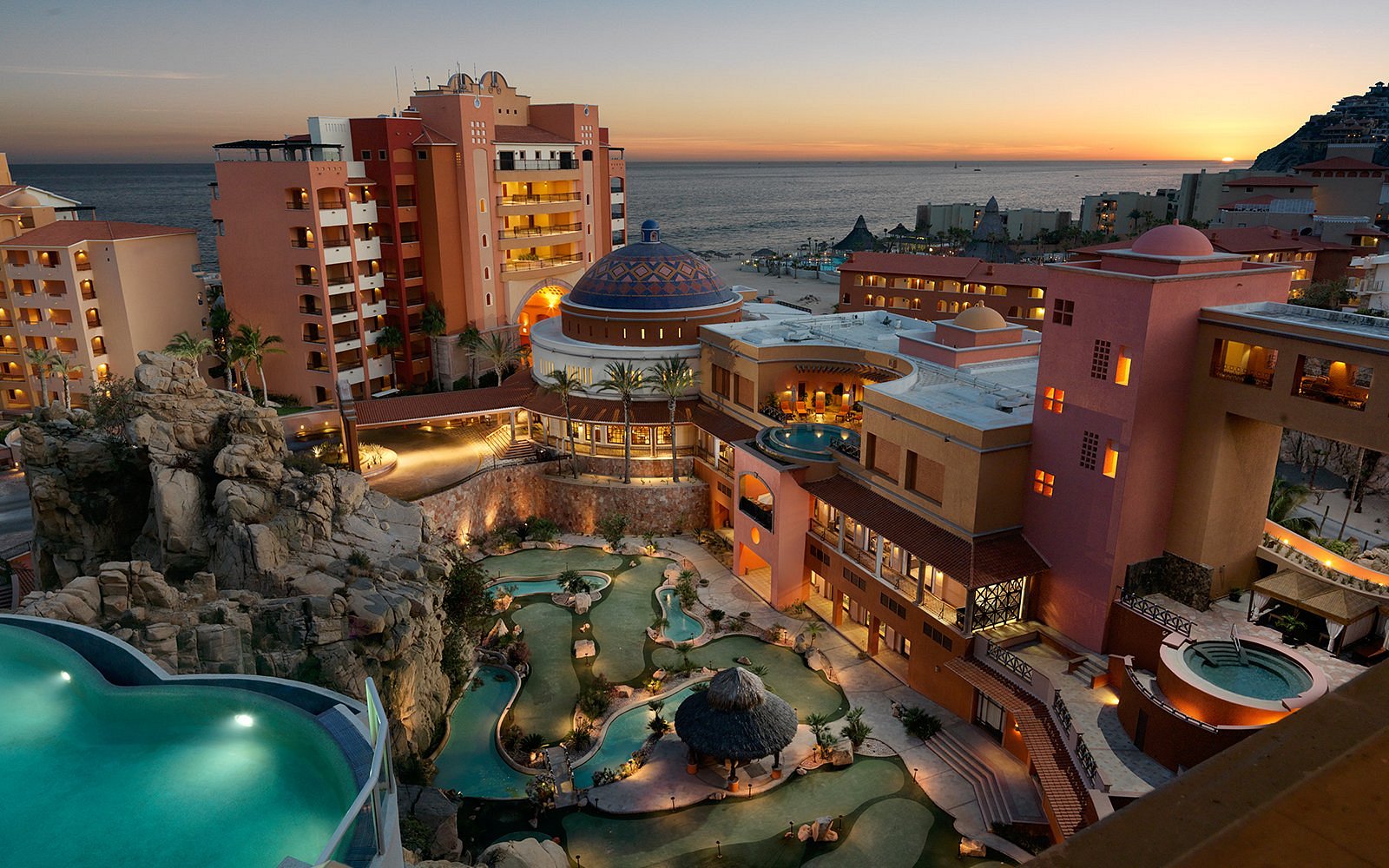 Resort at sunset